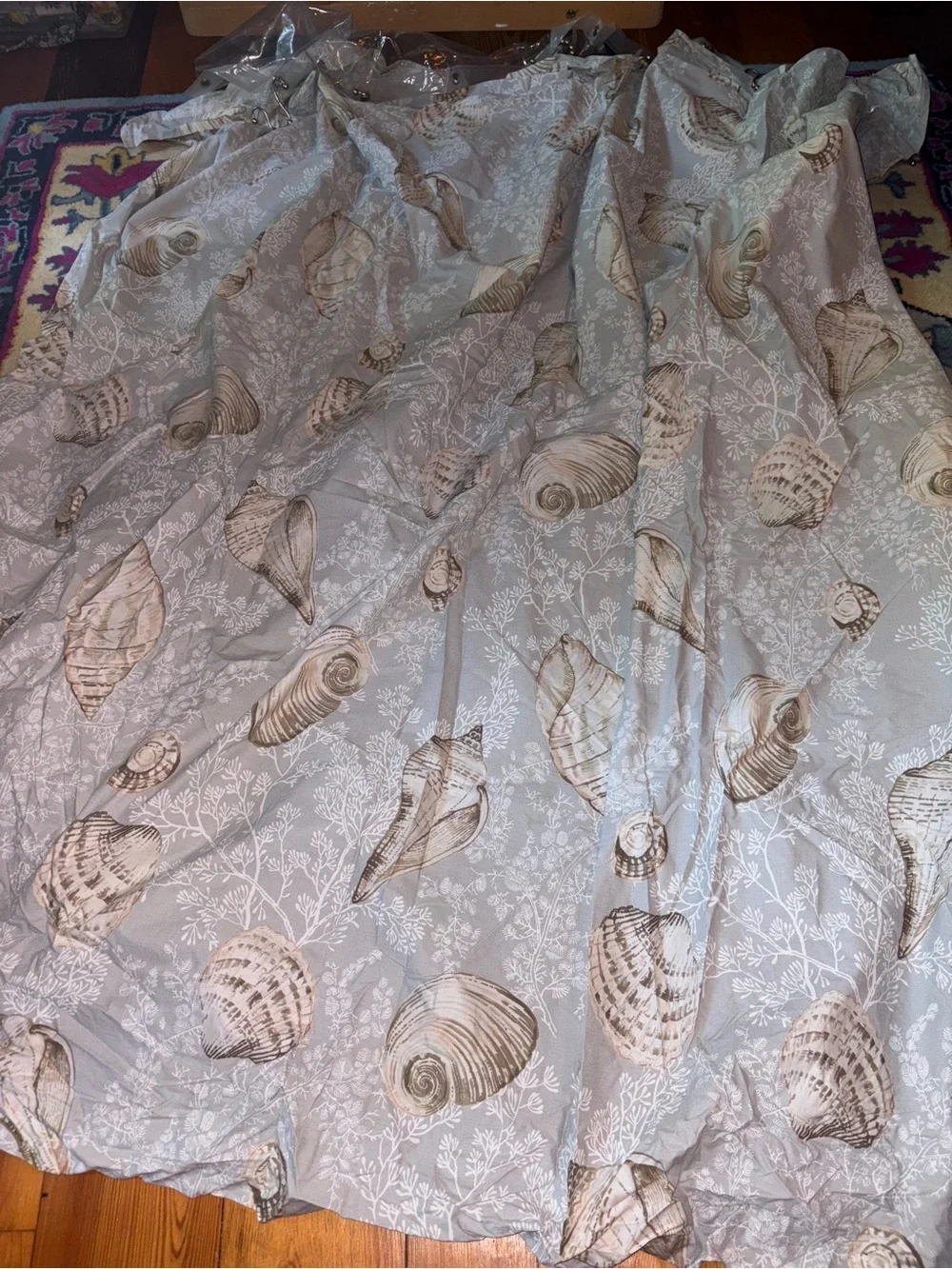 Pottery Barn Seashell Shell shower curtain beach coastal nautical decor bath